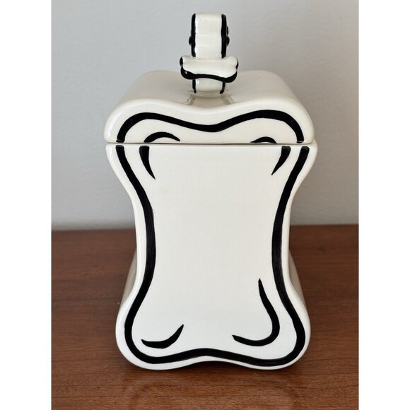 Nicole Engblom Hand Painted Ceramic Dog Biscuit Cookie Canister Jar 8" - Picture 2 of 6